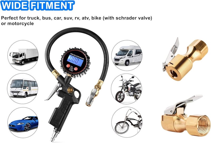 LDCRE Heavy Duty Brass Air Chuck, Open Flow Straight Tire Chuck with Lock-on Clip, 1/4" FNPT Tyre Chuck for Tire Inflator Pressure Gauge Air Pump Compressor Accessories (Brass, 2 Pack) - Image 5